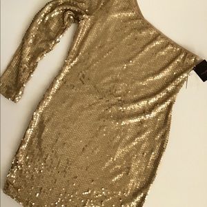 Gold sequins one shoulder mini dress by BabyPhat